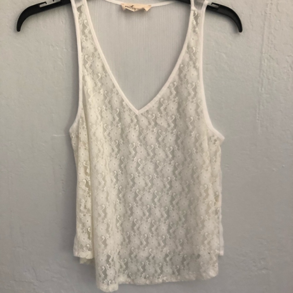 Hollister white lace tank top